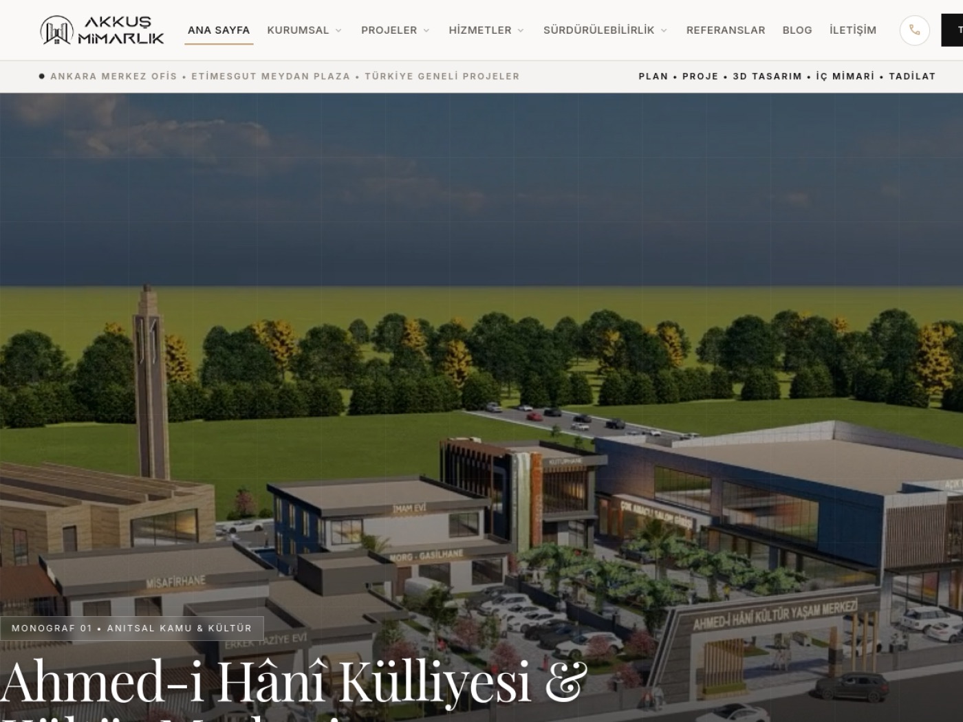 Akkuş Mimarlık web sitesi açılış ekranı
