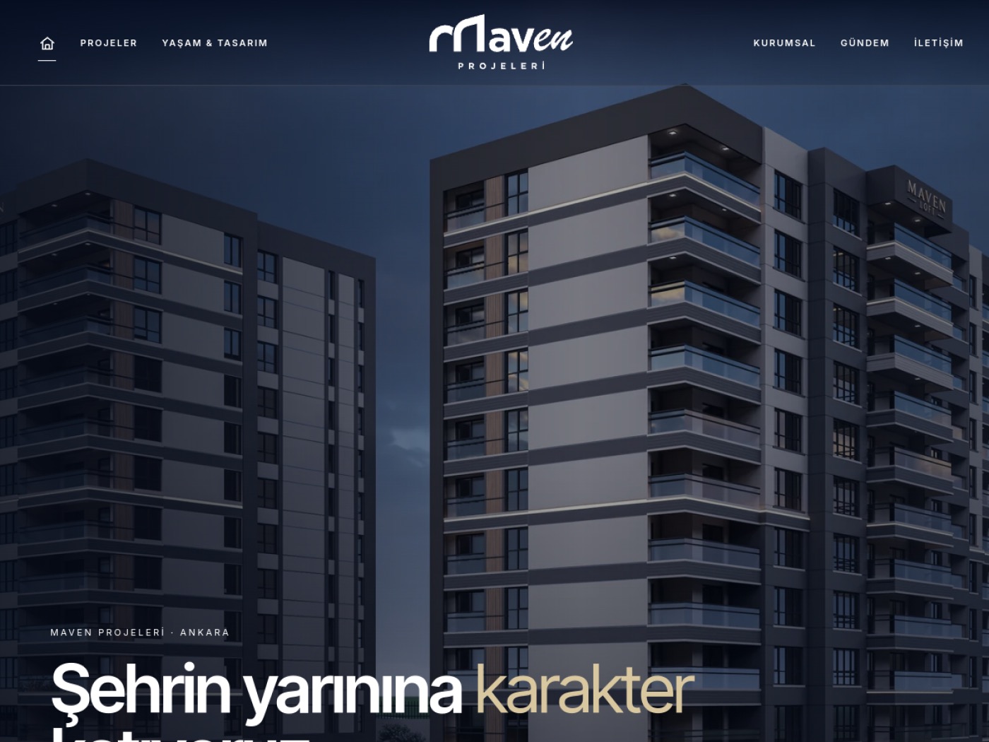 Maven Projeleri web sitesi açılış ekranı